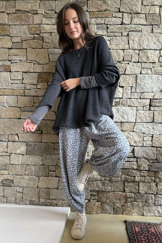 Conrad Slouch Cotton Knit Charcoal